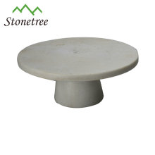 9.8" natural white marble deluxe cake stand